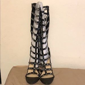 Tall black studded heels!